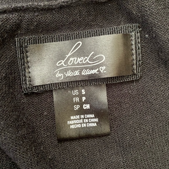 {Loved by Heidi Klum} Maternity Cardigan Sweater with Ruffle Trim in Black - Picture 2 of 2